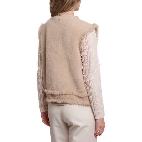 Gilet sans manche beige à coupe droite pourvu de poches à l'avant - Image 2