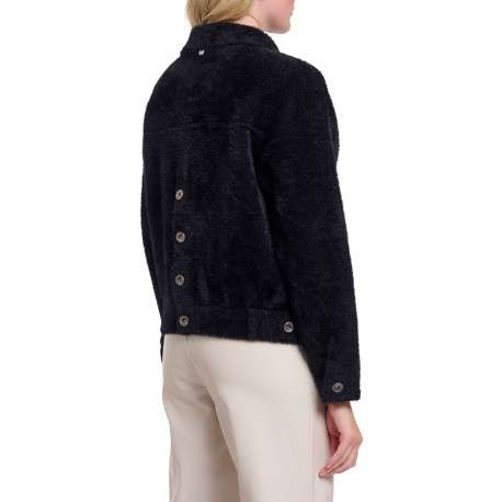 Gilet noir à coupe droite pourvu d'un col à revers et de manches longues - Image 2