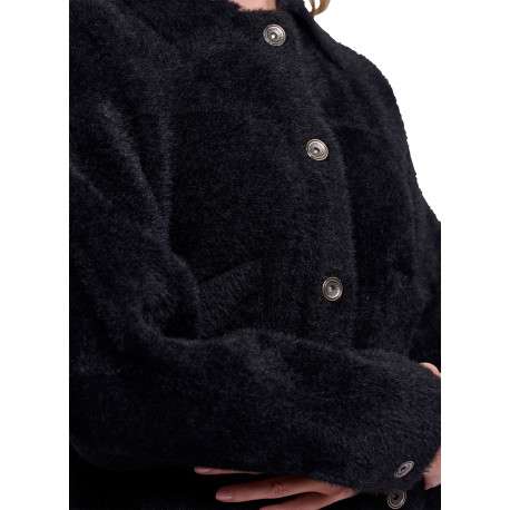 Gilet noir à coupe droite pourvu d'un col à revers et de manches longues - Image 3