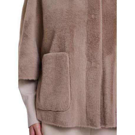 Gilet beige coupe ample pourvu d'un léger col montant et de manches courtes - Image 3