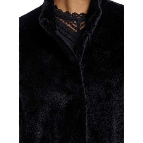 Gilet noir coupe ample pourvu d'un léger col montant et de manches courtes - Image 3