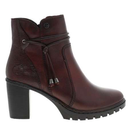 Bottines en cuir bordeaux à talon décroché haut pourvues d'un zip - Image 2