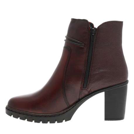 Bottines en cuir bordeaux à talon décroché haut pourvues d'un zip - Image 3