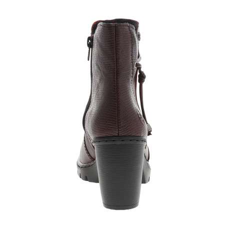Bottines en cuir bordeaux à talon décroché haut pourvues d'un zip - Image 4