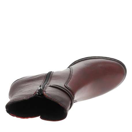 Bottines en cuir bordeaux à talon décroché haut pourvues d'un zip - Image 5