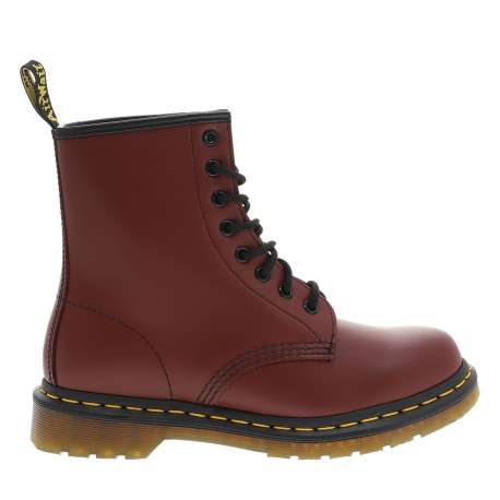 Boots en cuir lisse Ambassador bordeaux à semelle plate, lacets ronds et œillets contrastés - Image 2