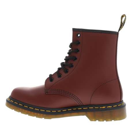 Boots en cuir lisse Ambassador bordeaux à semelle plate, lacets ronds et œillets contrastés - Image 3