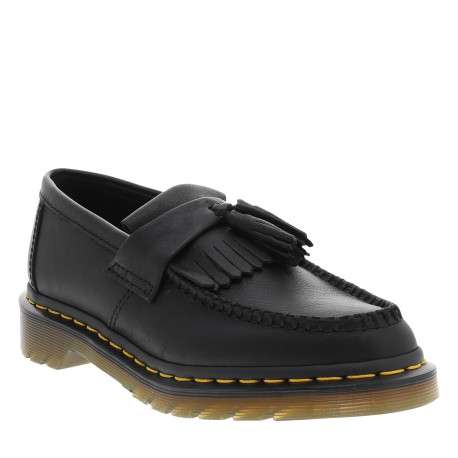 Mocassins en cuir noirs à semelle plate translucide et à soufflets élastiqués