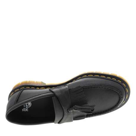 Mocassins en cuir noirs à semelle plate translucide et à soufflets élastiqués - Image 5