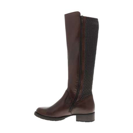 Bottes en cuir marron à talon décroché bas pourvues d'un zip latéral - Image 3