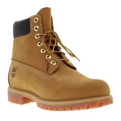 Boots montantes en cuir camel à semelles crantées beige et à lacets ronds bicolore