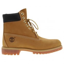 Boots montantes en cuir camel à semelles crantées beige et à lacets ronds bicolore