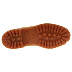 Boots montantes en cuir camel à semelles crantées beige et à lacets ronds bicolore