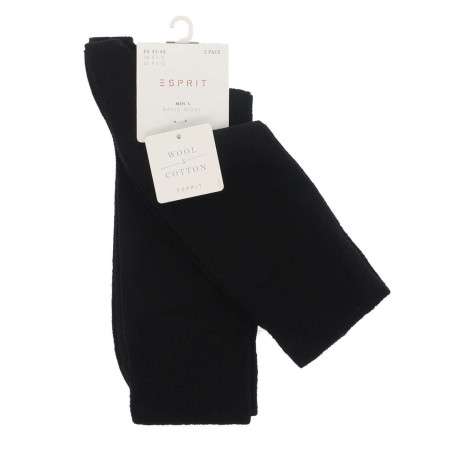 Chaussettes hautes noires unies et haut de la tige en bord côte